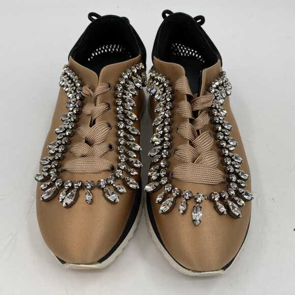 Judari Tan Black Rhinestone Satin Sneakers | EU 38 (7 US) - Picture 7 of 10